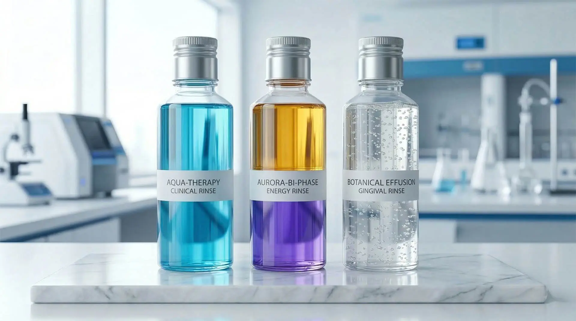 OEM de bain de bouche biphasé et laboratoire de fabricant de bain de bouche clinique CPC présentant une logistique de soins buccodentaires sans fuite et OEM de gouttes de bain de bouche concentrées.