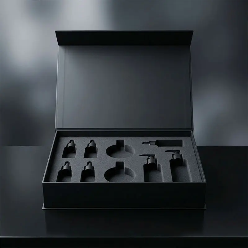 Boîtes d'expédition RP de luxe pour l'unboxing des influenceurs et boîtes rigides magnétiques avec mousse EVA pour le marketing cosmétique