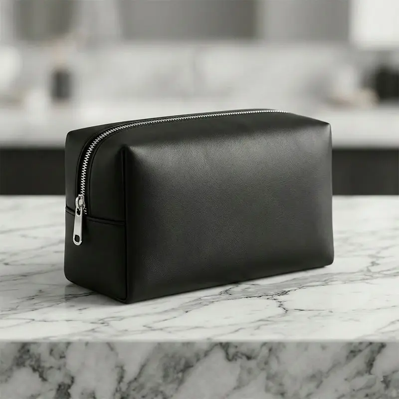 Trousses de toilette et pochettes de voyage cosmétiques sur mesure en cuir vegan résistant à l'eau pour les lots de produits retail